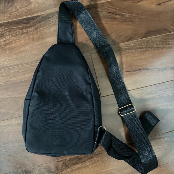 Black Nylon Quilted Sling Style Bag with Gold accents - Picture 4 of 5